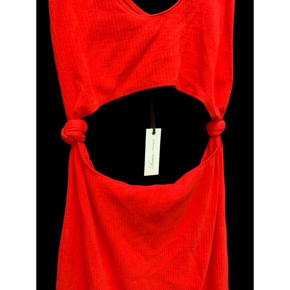 LOVERS and FRIENDS Ribbed Red Cut Out Body-Con MARTA Cut Out Dress Sz SML - Picture 4 of 12